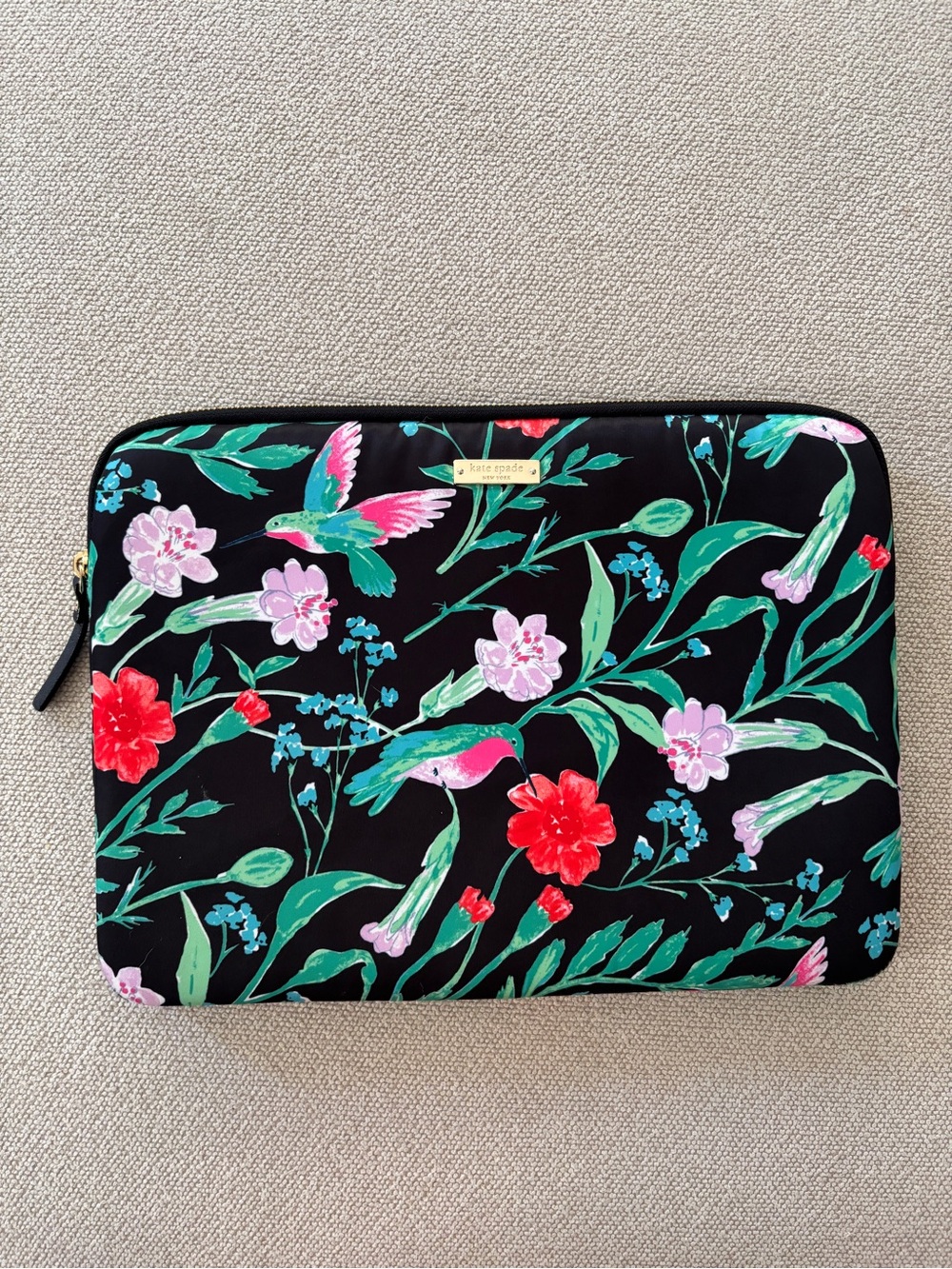 Kate Spade 13" Laptop Sleeve Zipper Case Bag Jardin Garden Floral Hummingbird